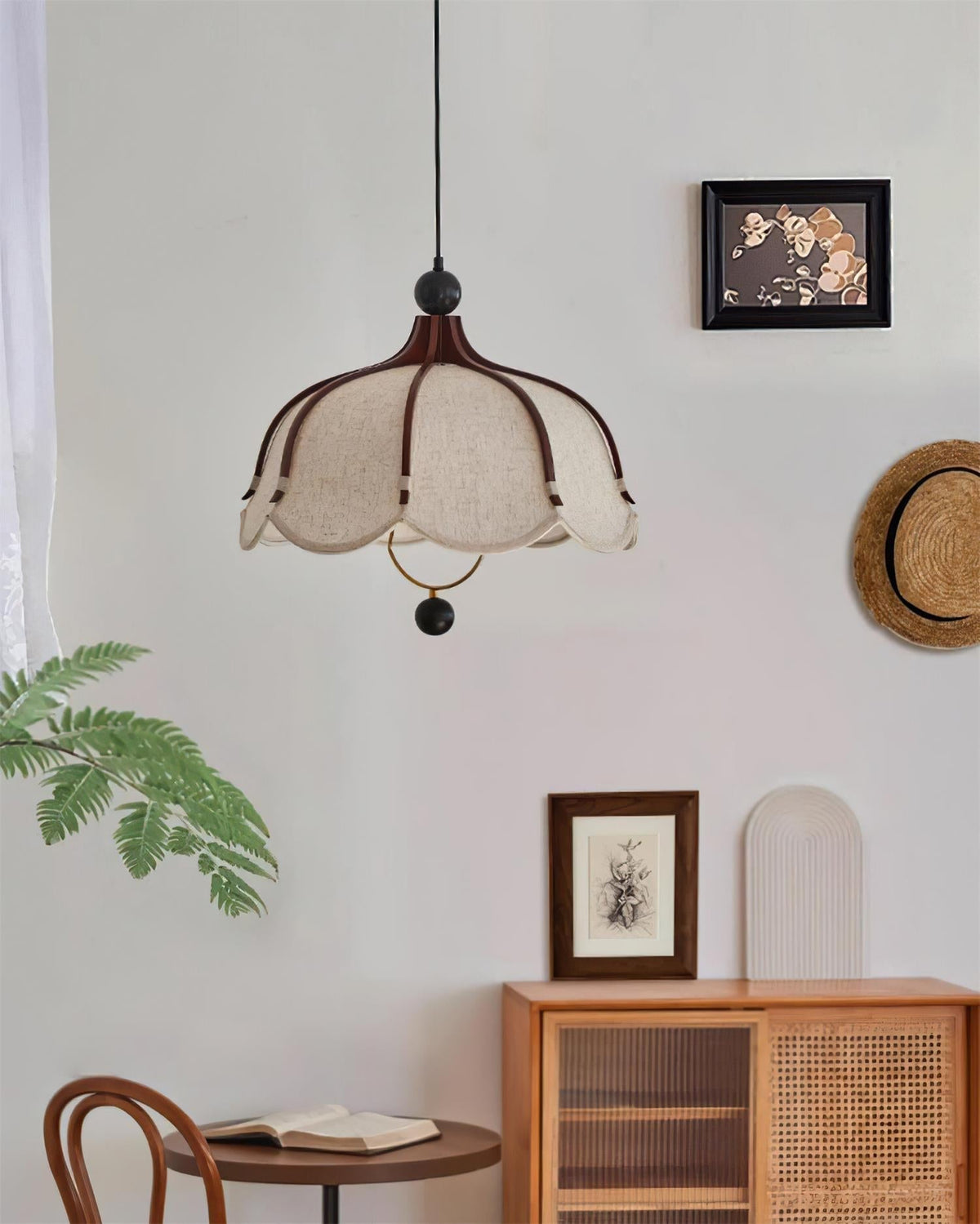 Feyno Vintage Fabric Pendant Light-Neutral Decor