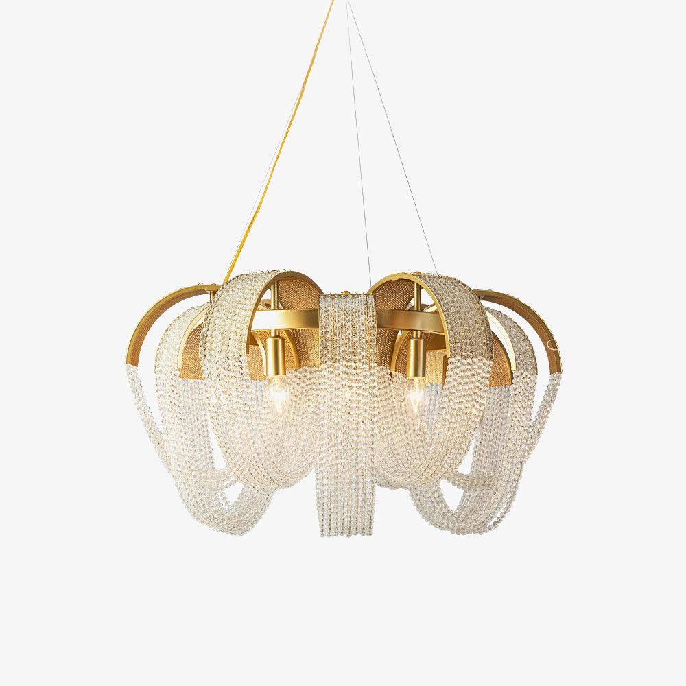 Cyressa Lustre Maille Cristal Doré Cascade Scintillante
