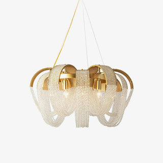 Lustra Lustre Maille Cristal Doré Cascade Scintillante
