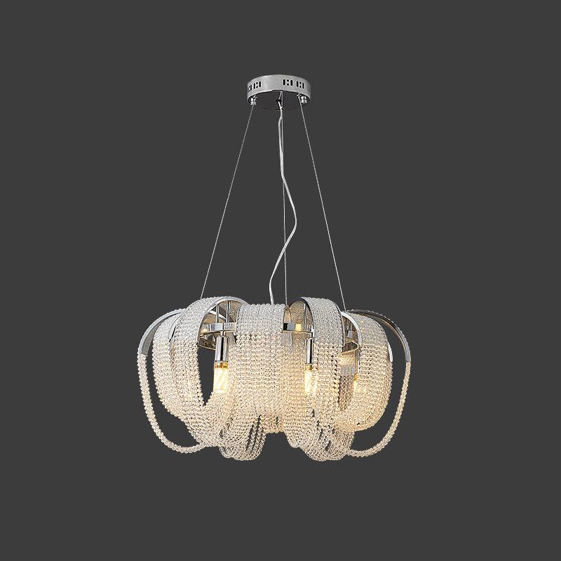 Cyressa Lustre Maille Cristal Doré Cascade Scintillante