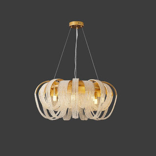 Lustra Lustre Maille Cristal Doré Cascade Scintillante