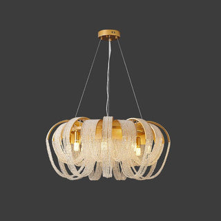 Lustra Lustre Maille Cristal Doré Cascade Scintillante