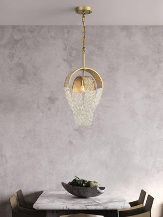 Lustra Lustre Maille Cristal Doré Cascade Scintillante