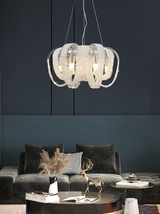 Lustra Lustre Maille Cristal Doré Cascade Scintillante