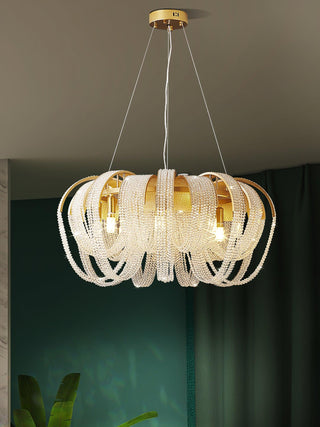 Lustra Lustre Maille Cristal Doré Cascade Scintillante