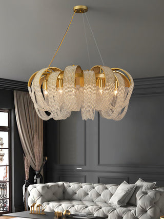 Lustra Lustre Maille Cristal Doré Cascade Scintillante