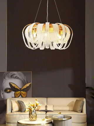 Lustra Lustre Maille Cristal Doré Cascade Scintillante