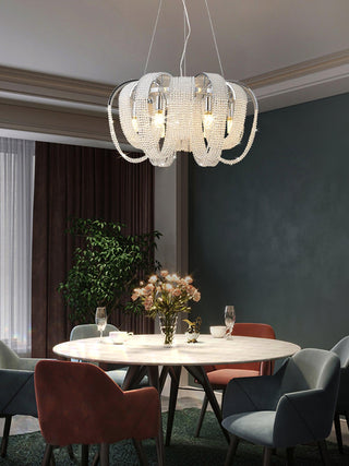 Lustra Lustre Maille Cristal Doré Cascade Scintillante