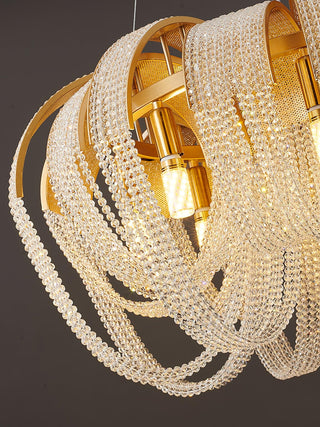 Lustra Lustre Maille Cristal Doré Cascade Scintillante