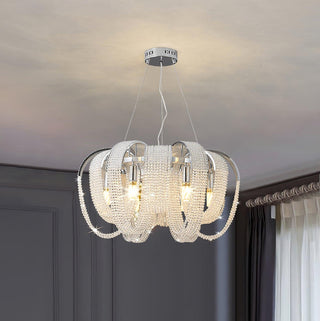 Lustra Lustre Maille Cristal Doré Cascade Scintillante