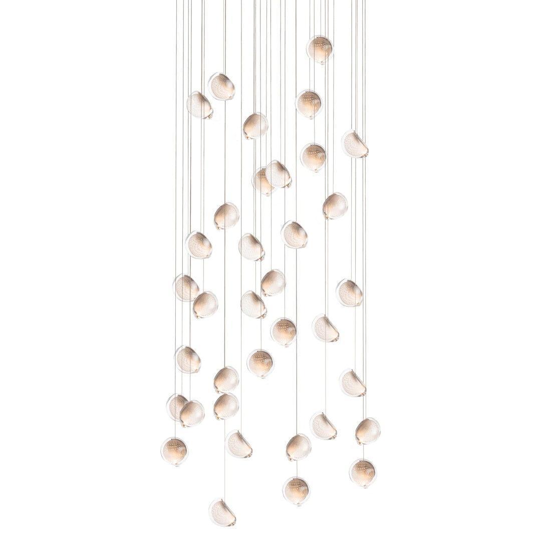 Chandelier Mesh Glass Orbs Cluster Metal Frame Modern Minimalist-Neutral Decor