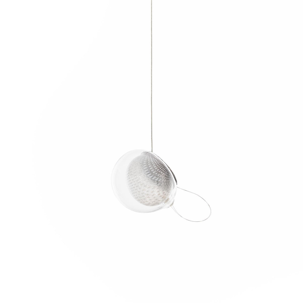 Chandelier Mesh Glass Orbs Cluster Metal Frame Modern Minimalist-Neutral Decor