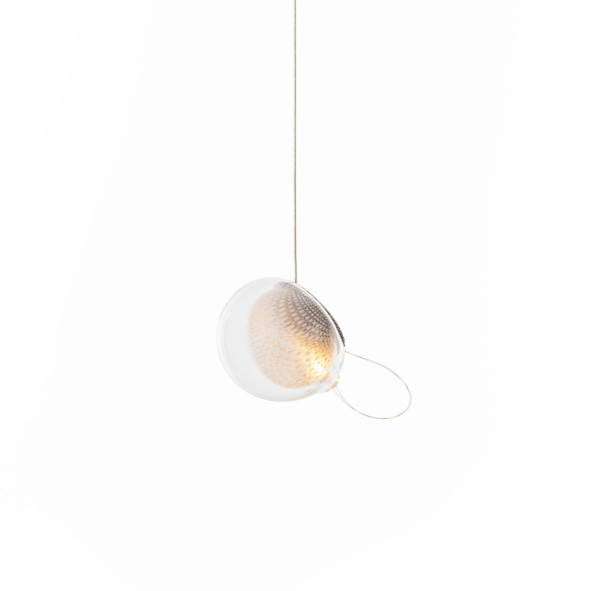 Chandelier Mesh Glass Orbs Cluster Metal Frame Modern Minimalist-Neutral Decor