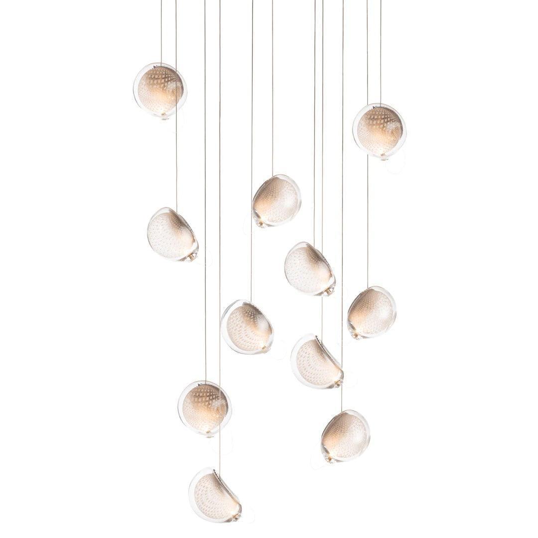 Chandelier Mesh Glass Orbs Cluster Metal Frame Modern Minimalist-Neutral Decor