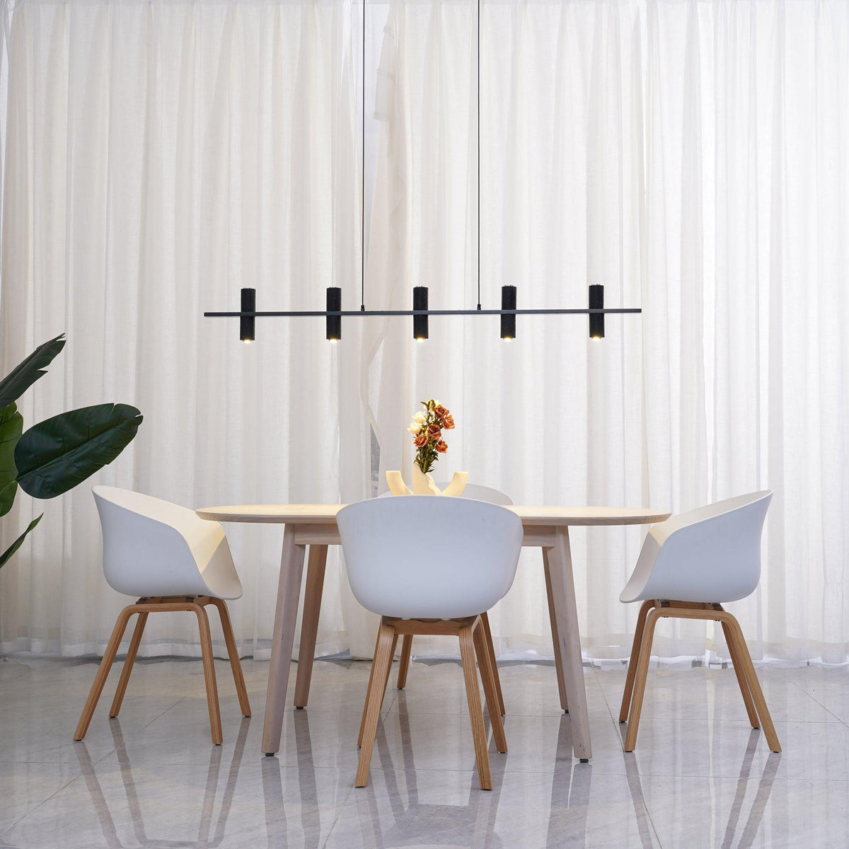 Nernis Suspension Parallèle Noir Travertin Minimaliste Ligne