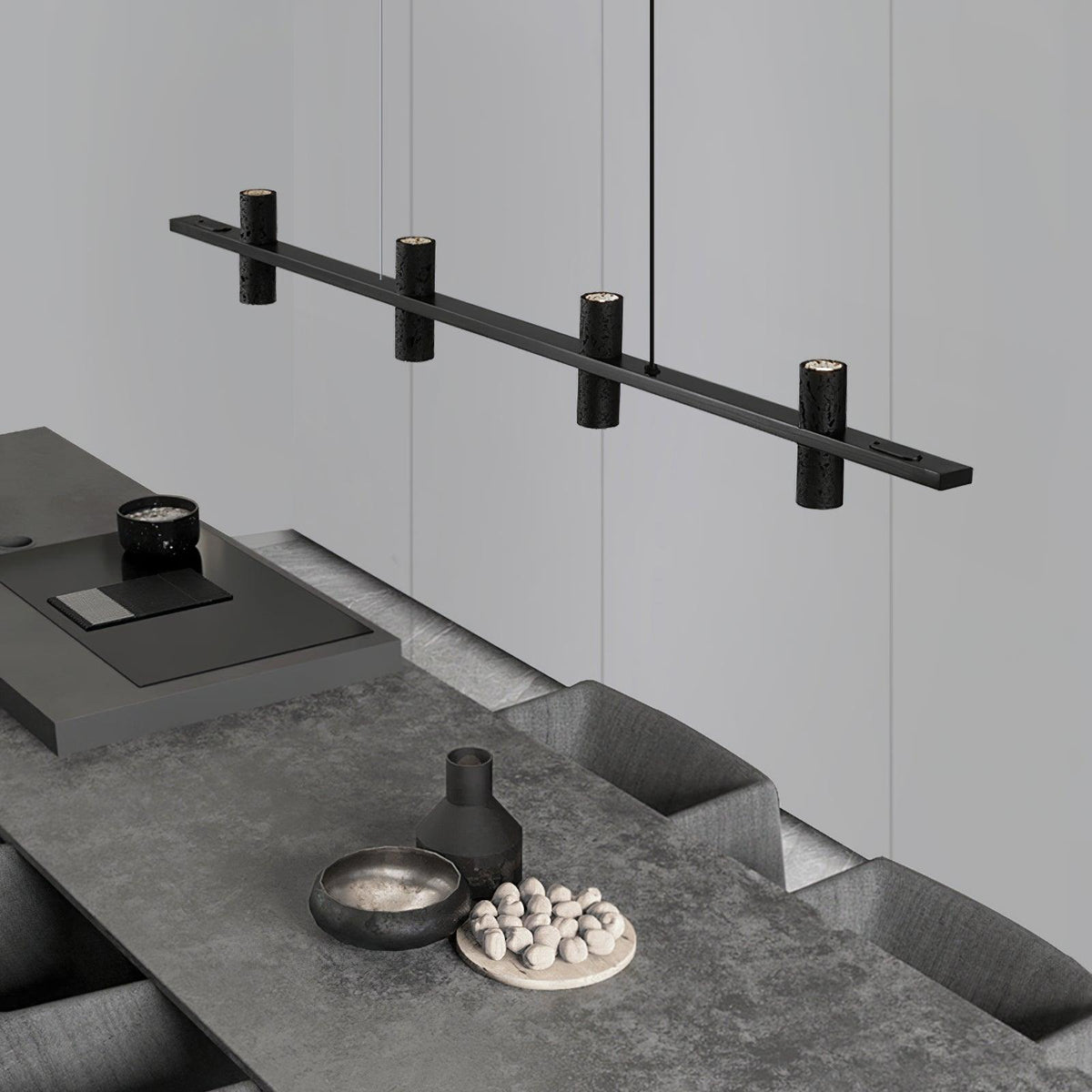 Nernis Suspension Parallèle Noir Travertin Minimaliste Ligne
