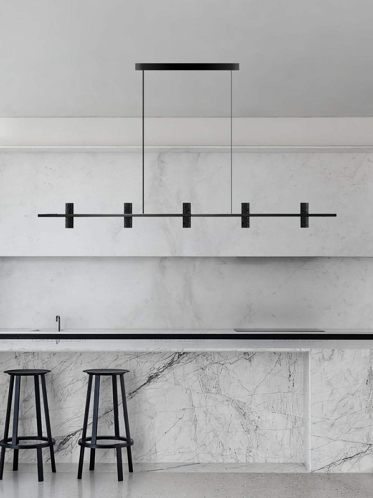 Nernis Suspension Parallèle Noir Travertin Minimaliste Ligne