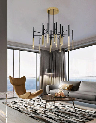 Solara Lustre Moderne Tiges Noir Or