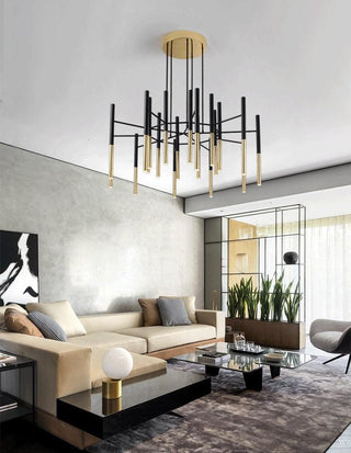 Solara Lustre Moderne Tiges Noir Or