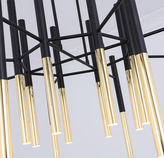 Solara Lustre Moderne Tiges Noir Or