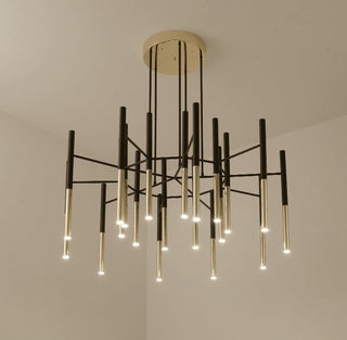 Solara Lustre Moderne Tiges Noir Or