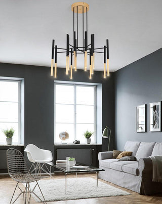 Solara Lustre Moderne Tiges Noir Or