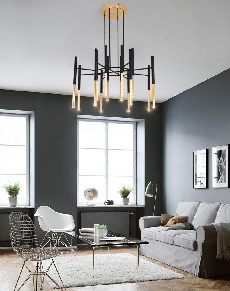 Galeya Lustre Moderne Tiges Noir Or