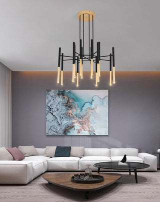 Solara Lustre Moderne Tiges Noir Or