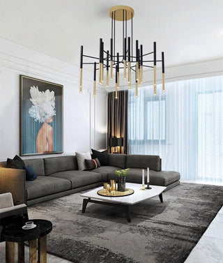 Solara Lustre Moderne Tiges Noir Or
