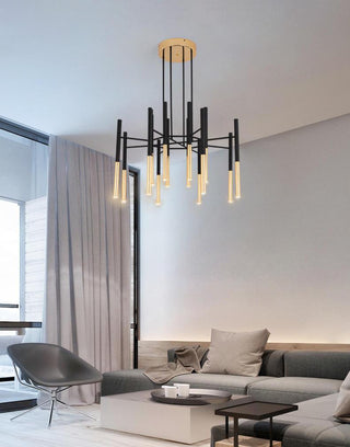 Solara Lustre Moderne Tiges Noir Or