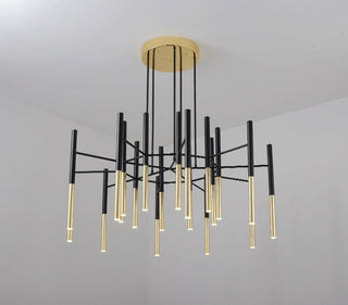 Solara Lustre Moderne Tiges Noir Or