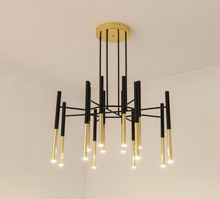Solara Lustre Moderne Tiges Noir Or
