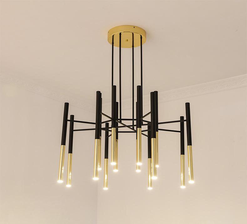 Galeya Lustre Moderne Tiges Noir Or