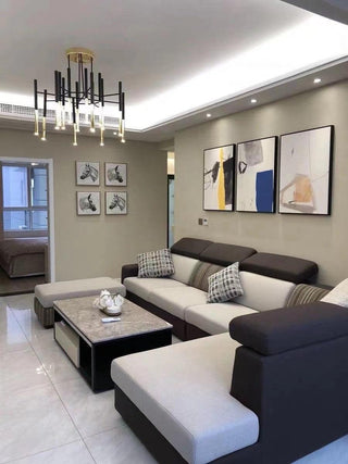 Solara Lustre Moderne Tiges Noir Or
