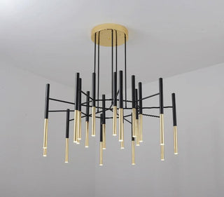 Solara Lustre Moderne Tiges Noir Or