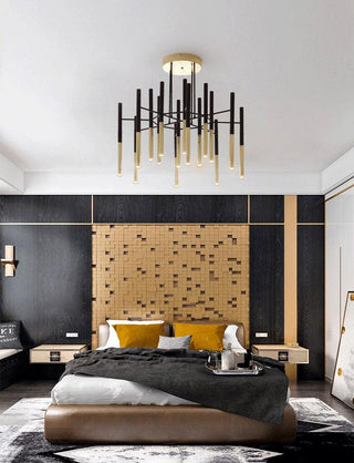 Solara Lustre Moderne Tiges Noir Or