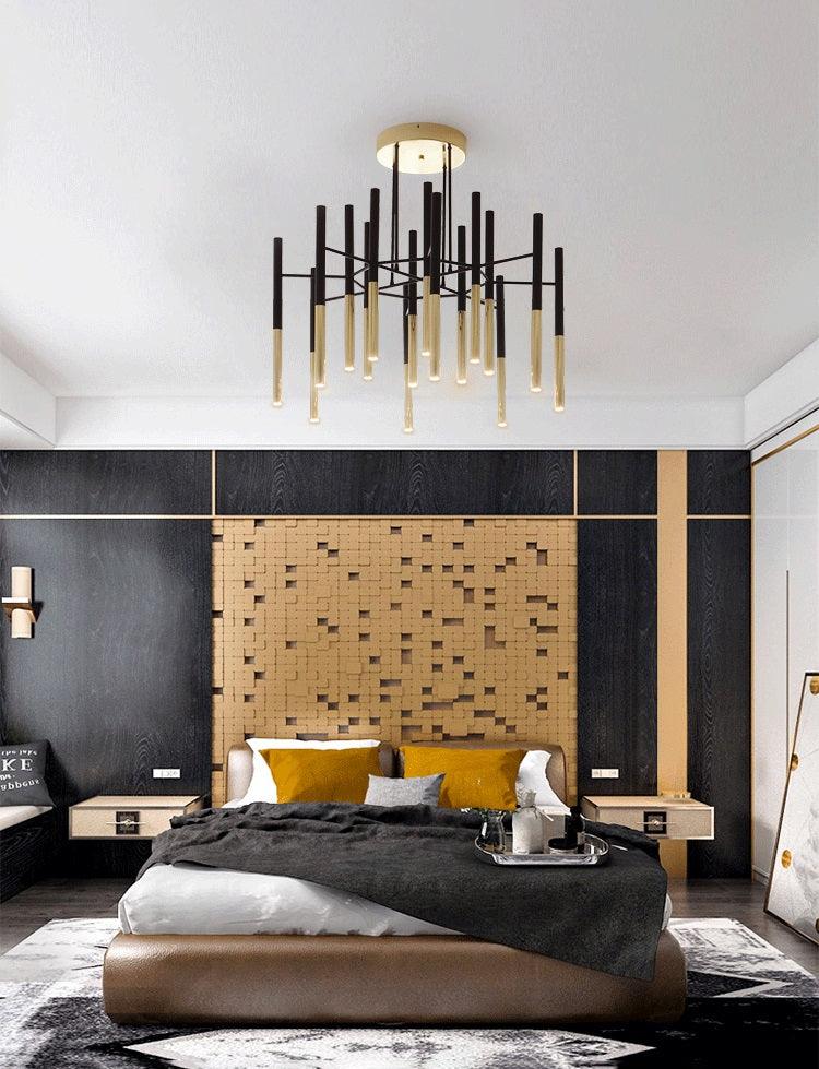 Galeya Lustre Moderne Tiges Noir Or