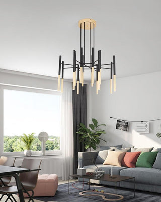 Solara Lustre Moderne Tiges Noir Or