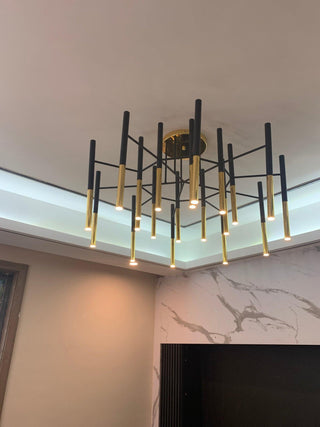 Solara Lustre Moderne Tiges Noir Or