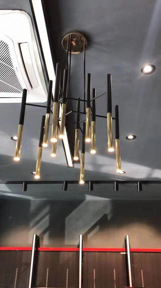 Solara Lustre Moderne Tiges Noir Or