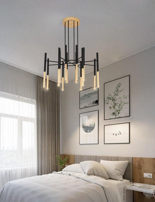 Solara Lustre Moderne Tiges Noir Or