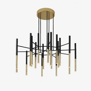 Solara Lustre Moderne Tiges Noir Or