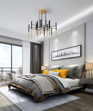 Solara Lustre Moderne Tiges Noir Or