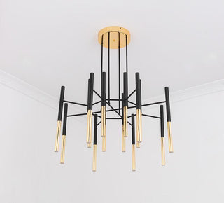 Solara Lustre Moderne Tiges Noir Or