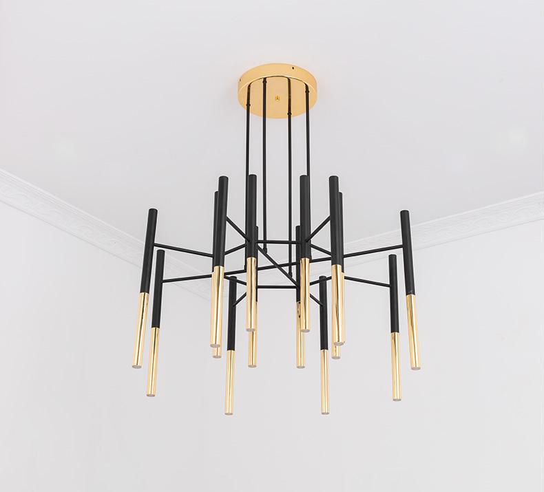 Galeya Lustre Moderne Tiges Noir Or