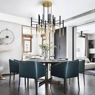 Solara Lustre Moderne Tiges Noir Or
