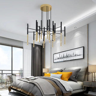 Solara Lustre Moderne Tiges Noir Or