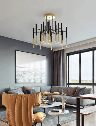 Solara Lustre Moderne Tiges Noir Or