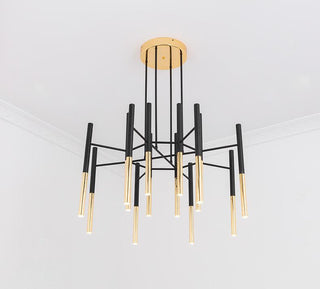 Solara Lustre Moderne Tiges Noir Or