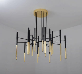 Solara Lustre Moderne Tiges Noir Or